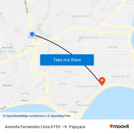 Avenida Fernandes Lima 6193 to Pajuçara map