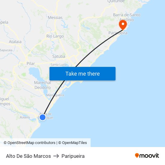 Alto De São Marcos to Paripueira map