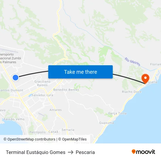 Terminal Eustáquio Gomes to Pescaria map