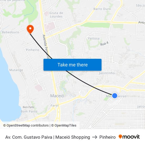 Av. Com. Gustavo Paiva | Maceió Shopping to Pinheiro map