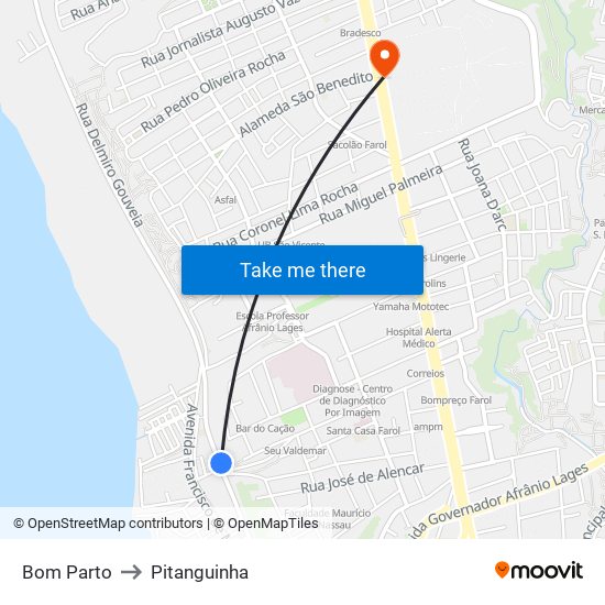 Bom Parto to Pitanguinha map