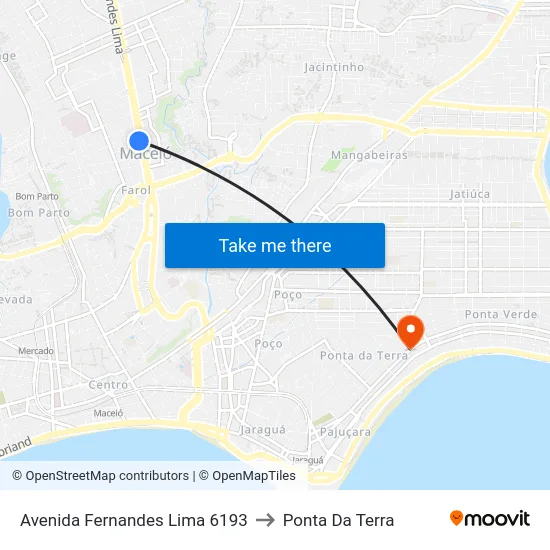 Avenida Fernandes Lima 6193 to Ponta Da Terra map
