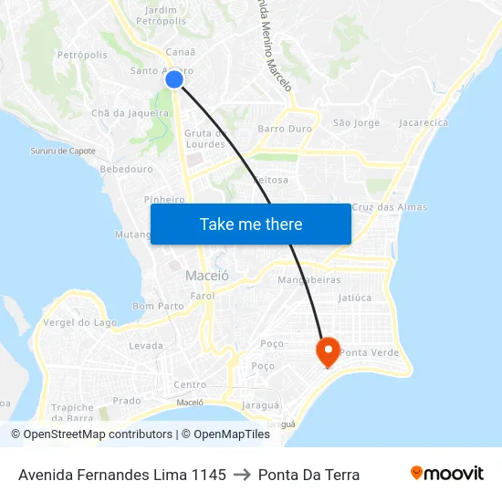 Avenida Fernandes Lima 1145 to Ponta Da Terra map