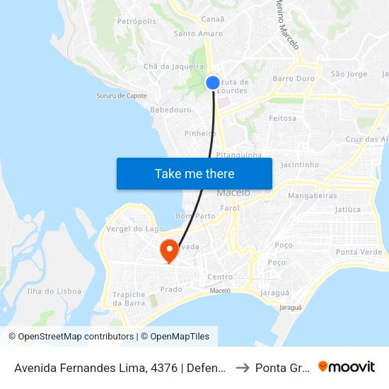 Avenida Fernandes Lima, 4376 | Defensoria Pública to Ponta Grossa map