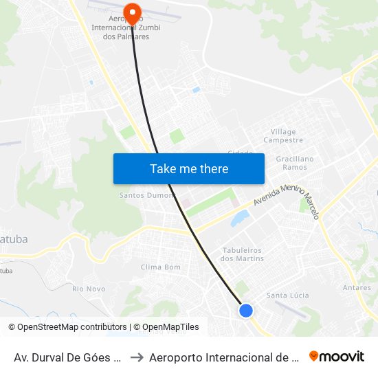 Av. Durval De Góes Monteiro 5136 - Tabuleiro Do Martins Maceió - Al Brasil to Aeroporto Internacional de Maceió / Zumbi dos Palmares (MCZ) (Aeroporto Internacional de Maceió / Z map