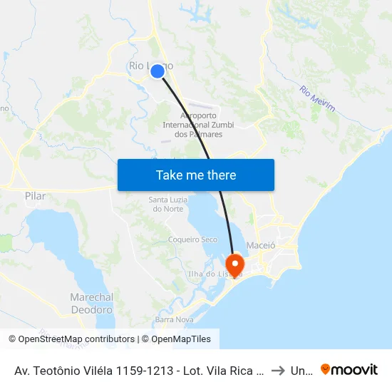 Av. Teotônio Viléla 1159-1213 - Lot. Vila Rica Rio Largo - Al 57100-000 Brasil to Uncisal map