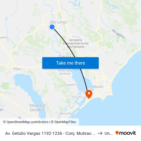 Av. Getúlio Vargas 1192-1236 - Conj. Mutirao Rio Largo - Al 57100-000 Brasil to Uncisal map