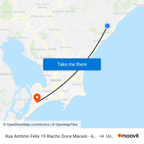 Rua Antônio Félix 19 Riacho Doce Maceió - Alagoas 57039-460 Brasil to Uncisal map