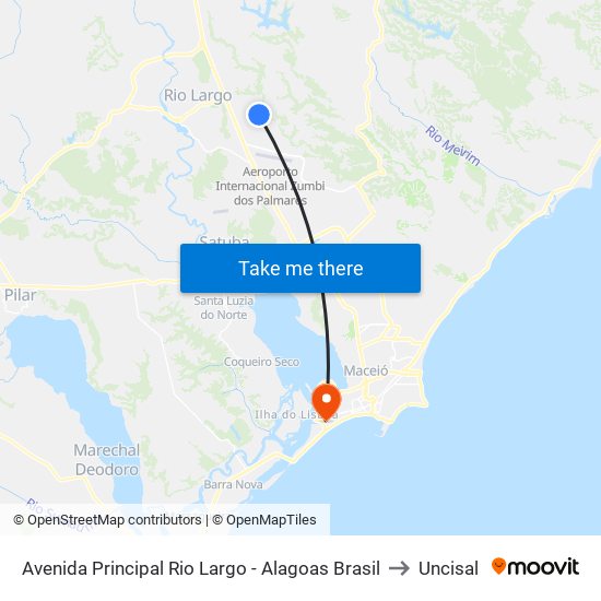 Avenida Principal Rio Largo - Alagoas Brasil to Uncisal map
