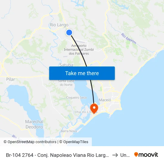 Br-104 2764 - Conj. Napoleao Viana Rio Largo - Al 57100-000 Brasil to Uncisal map