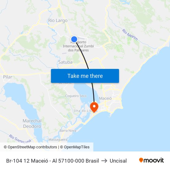 Br-104 12 Maceió - Al 57100-000 Brasil to Uncisal map