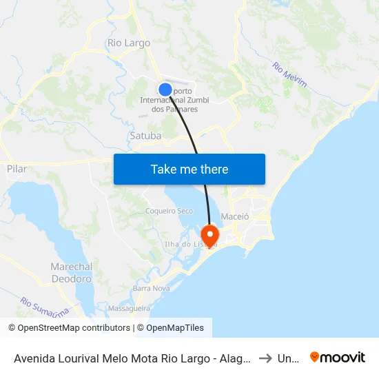 Avenida Lourival Melo Mota Rio Largo - Alagoas 57075-000 Brasil to Uncisal map