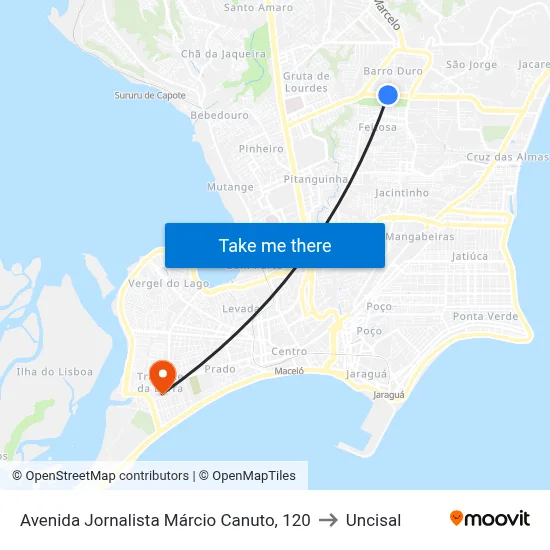 Avenida Jornalista Márcio Canuto, 120 to Uncisal map