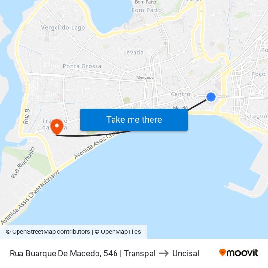 Rua Buarque De Macedo, 546 | Transpal to Uncisal map