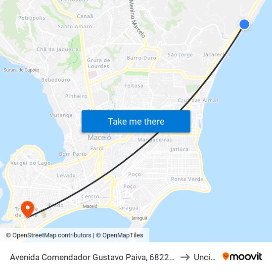 Avenida Comendador Gustavo Paiva, 6822-6994 to Uncisal map
