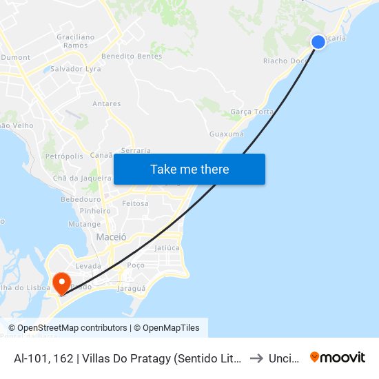 Al-101, 162 | Villas Do Pratagy (Sentido Litoral) to Uncisal map