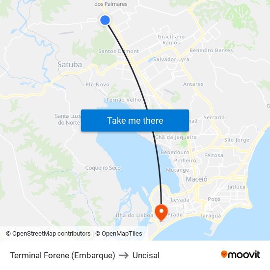 Terminal Forene (Embarque) to Uncisal map