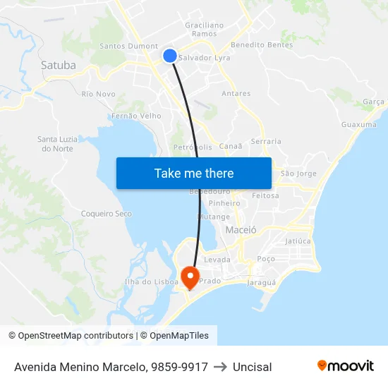 Avenida Menino Marcelo, 9859-9917 to Uncisal map