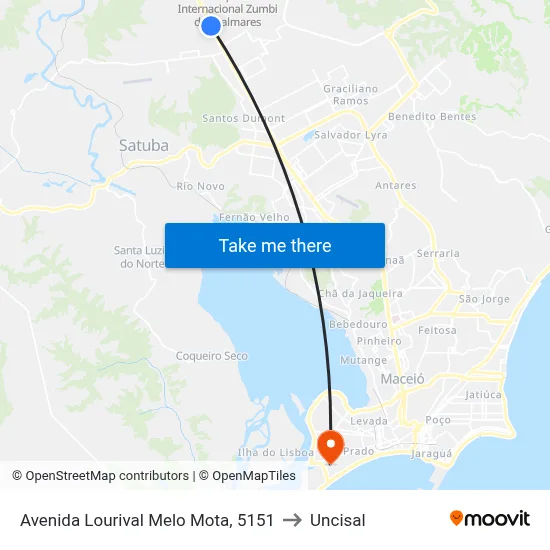 Avenida Lourival Melo Mota, 5151 to Uncisal map