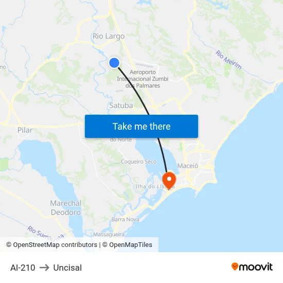 Al-210 to Uncisal map