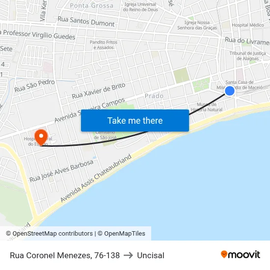 Rua Coronel Menezes, 76-138 to Uncisal map