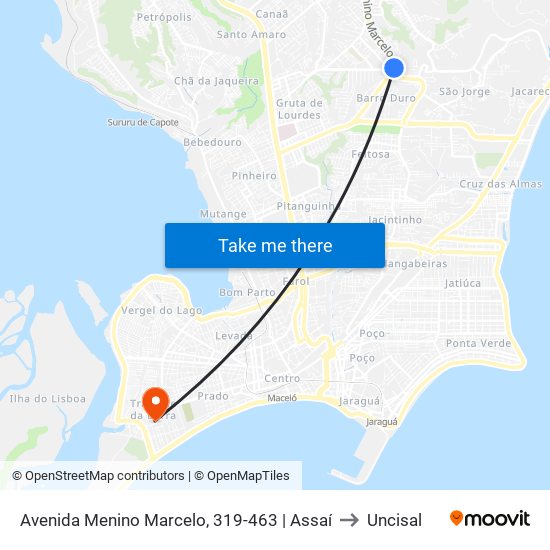 Avenida Menino Marcelo, 319-463 | Assaí to Uncisal map