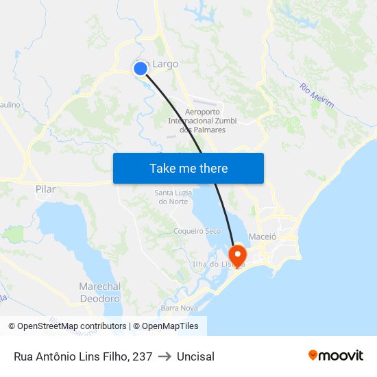 Rua Antônio Lins Filho, 237 to Uncisal map