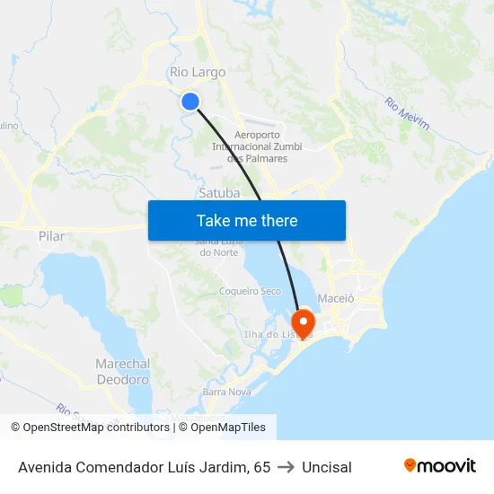 Avenida Comendador Luís Jardim, 65 to Uncisal map