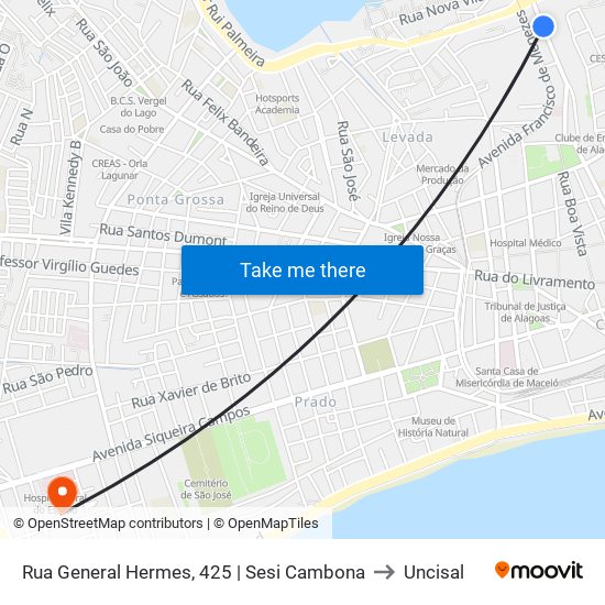 Rua General Hermes, 425 | Sesi Cambona to Uncisal map