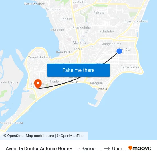 Avenida Doutor Antônio Gomes De Barros, 311-397 to Uncisal map