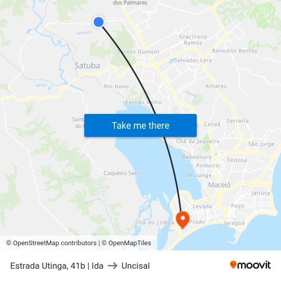 Estrada Utinga, 41b | Ida to Uncisal map