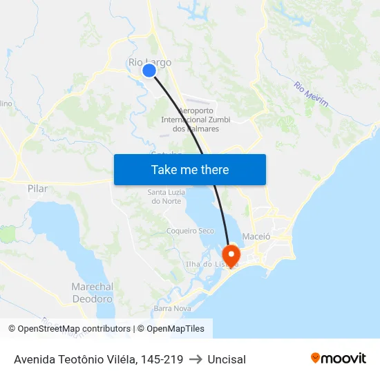 Avenida Teotônio Viléla, 145-219 to Uncisal map
