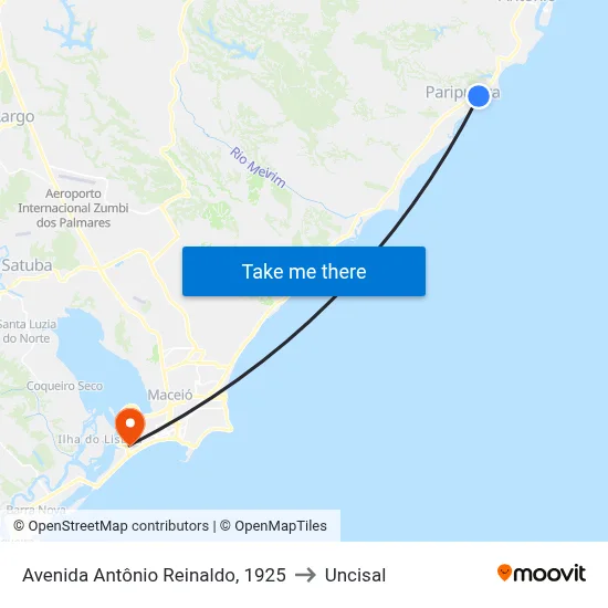 Avenida Antônio Reinaldo, 1925 to Uncisal map