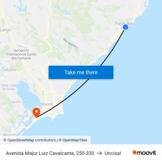 Avenida Major Luiz Cavalcante, 250-330 to Uncisal map