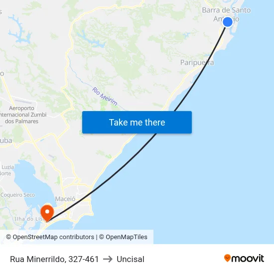 Rua Minerrildo, 327-461 to Uncisal map