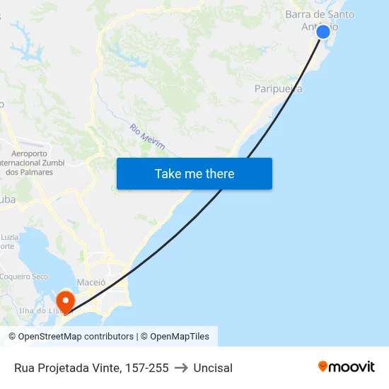 Rua Projetada Vinte, 157-255 to Uncisal map