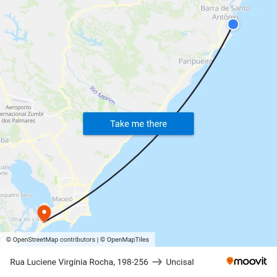 Rua Luciene Virgínia Rocha, 198-256 to Uncisal map