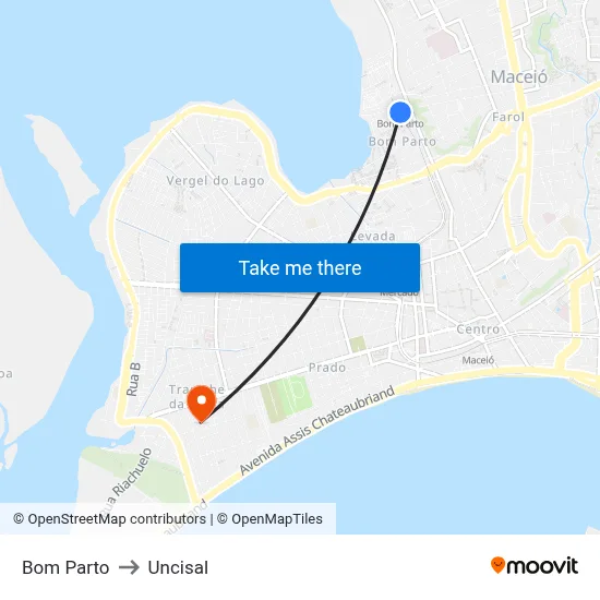 Bom Parto to Uncisal map