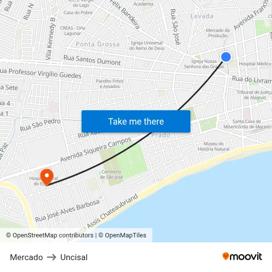 Mercado to Uncisal map