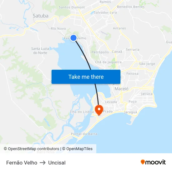 Fernão Velho to Uncisal map