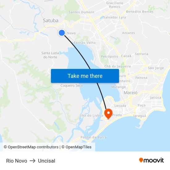 Rio Novo to Uncisal map