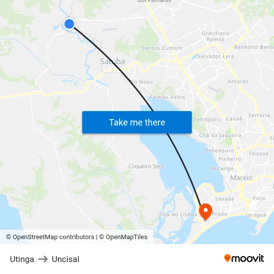Utinga to Uncisal map