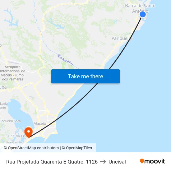 Rua Projetada Quarenta E Quatro, 1126 to Uncisal map