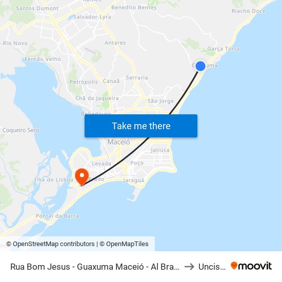 Rua Bom Jesus - Guaxuma Maceió - Al Brazil to Uncisal map