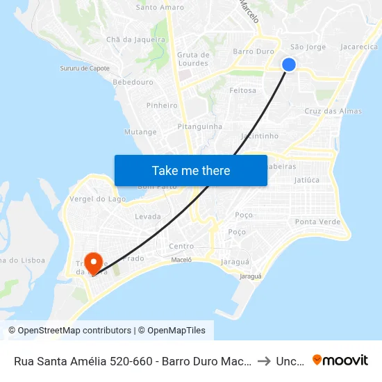 Rua Santa Amélia 520-660 - Barro Duro Maceió - Al Brasil to Uncisal map