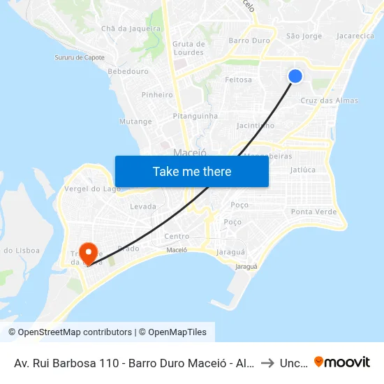 Av. Rui Barbosa 110 - Barro Duro Maceió - Al 57045-053 Brasil to Uncisal map