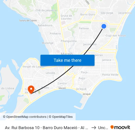 Av. Rui Barbosa 10 - Barro Duro Maceió - Al 57045-053 Brasil to Uncisal map