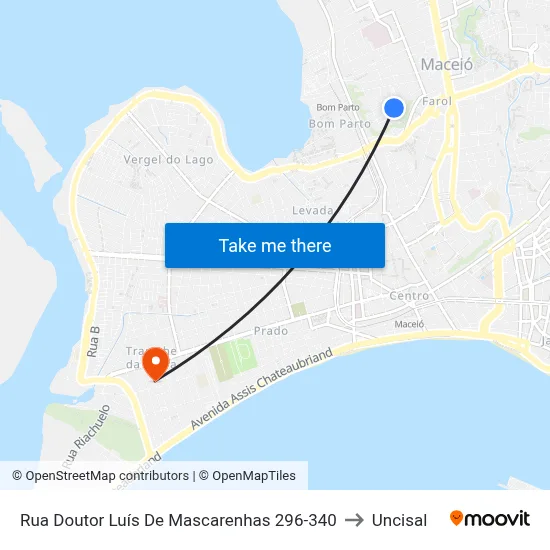 Rua Doutor Luís De Mascarenhas 296-340 to Uncisal map