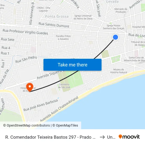 R. Comendador Teixeira Bastos 297 - Prado Maceió - Al 57010-300 Brasil to Uncisal map