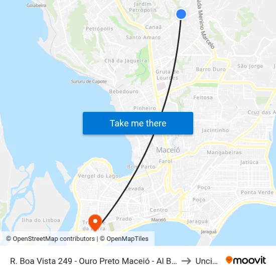 R. Boa Vista 249 - Ouro Preto Maceió - Al Brasil to Uncisal map